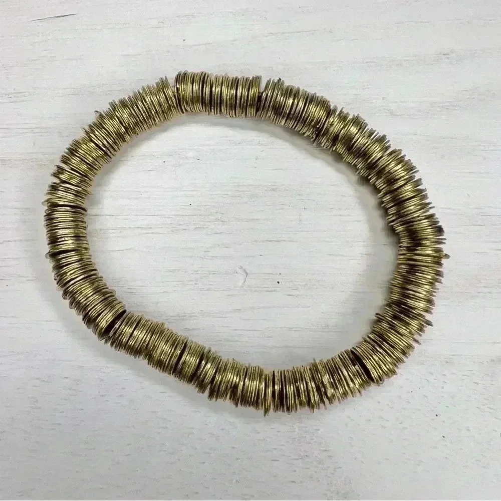 Noonday Collection 3 Stretch Bracelets Gold Tone, Black, Cream & White Beads - Picture 4 of 5